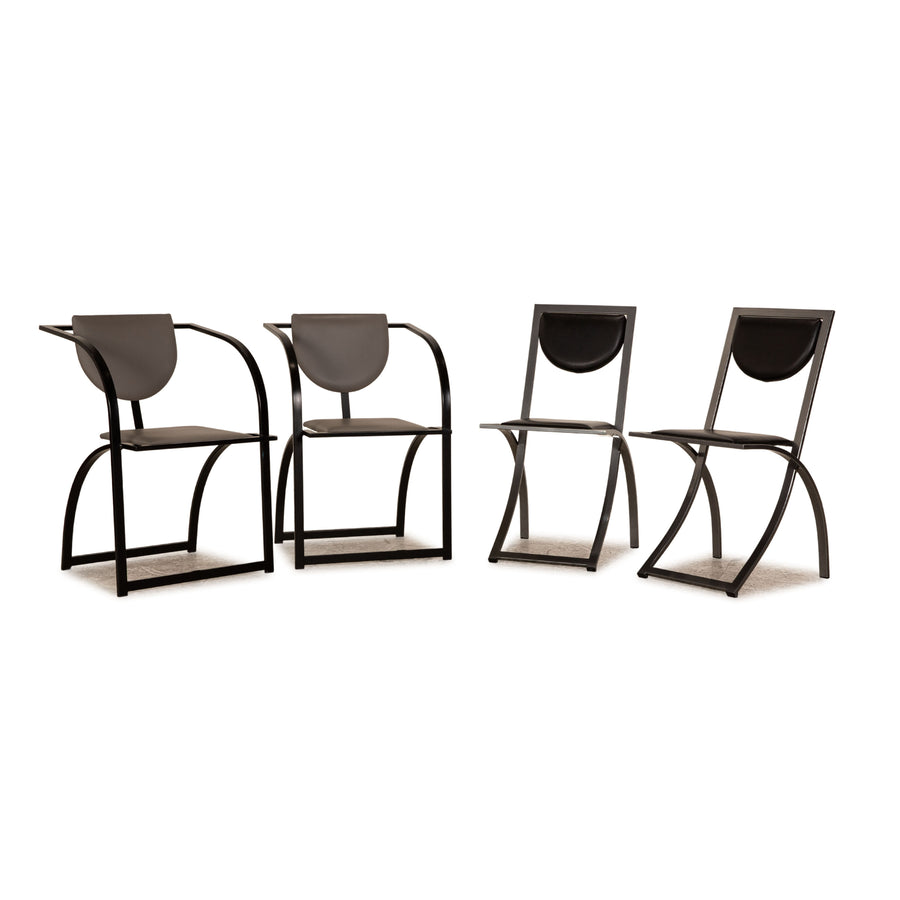 KFF Cosnius &amp; Sinus leather chair set black gray 4x metal