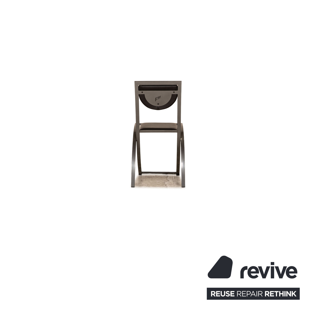 KFF Cosnius &amp; Sinus leather chair set black gray 4x metal