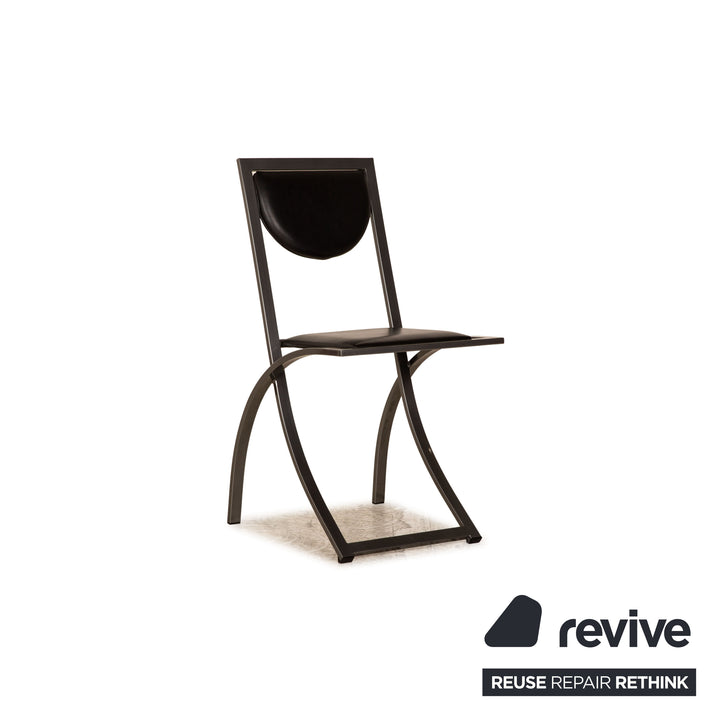 KFF Cosnius &amp; Sinus leather chair set black gray 4x metal