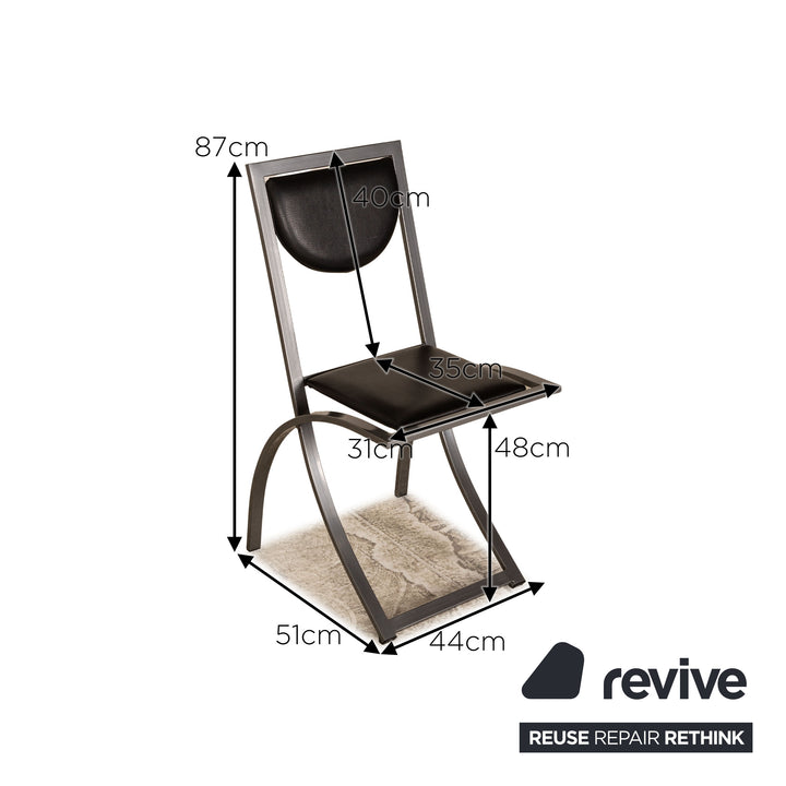 KFF Cosnius &amp; Sinus leather chair set black gray 4x metal