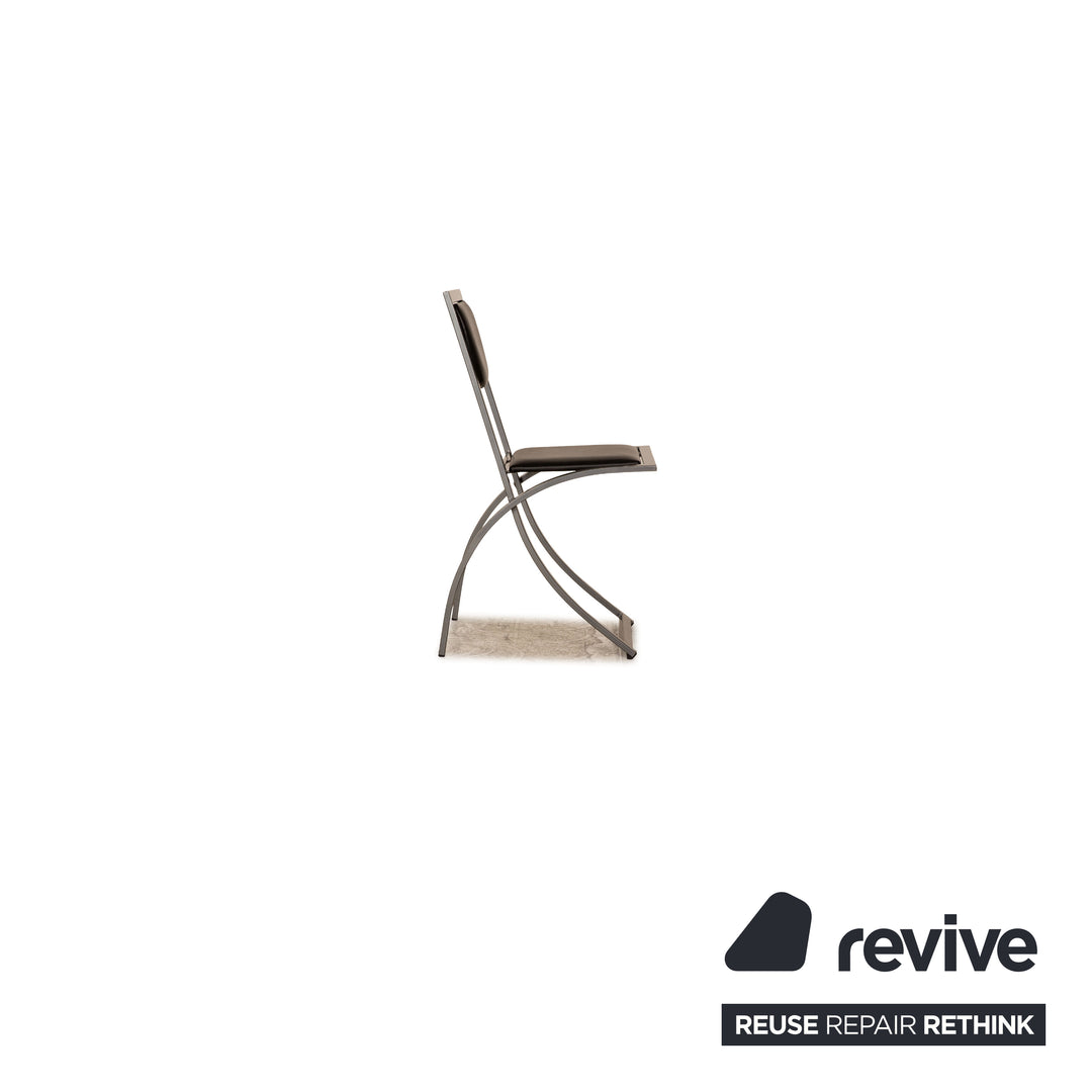 KFF Cosnius &amp; Sinus leather chair set black gray 4x metal