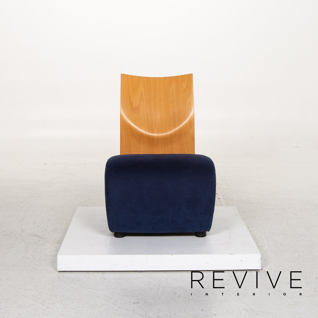 KFF Stoff Holz Sessel Blau 2x Stuhl #13671