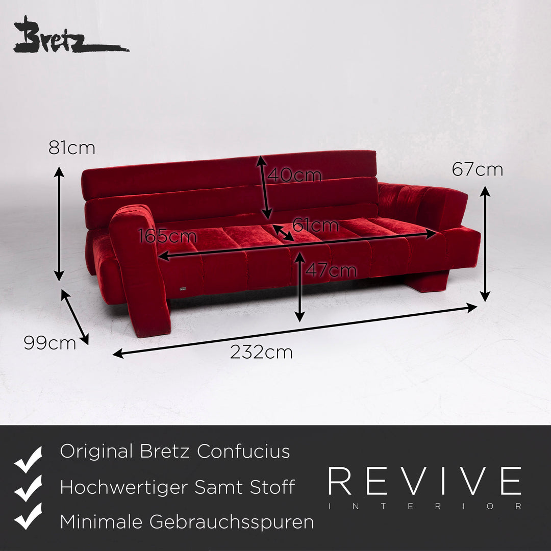 Bretz Confucius Designer Velvet Fabric Sofa Set Three Seater #9307