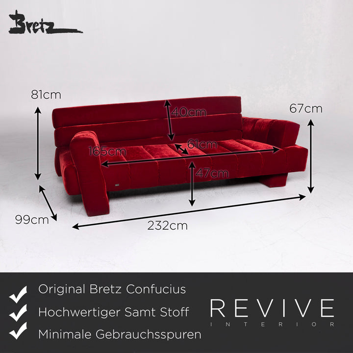 Bretz Confucius Designer Velvet Fabric Sofa Set Three Seater #9307