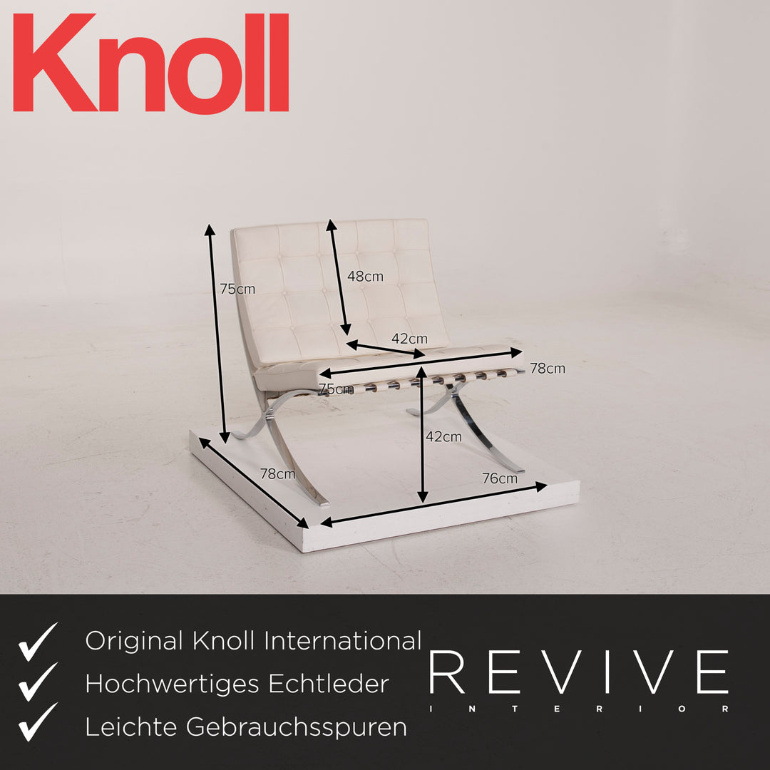 Knoll International Barcelona Chair Leather Armchair Cream #14968
