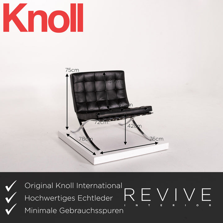Knoll International Barcelona Chair Leder Sessel Schwarz #12349