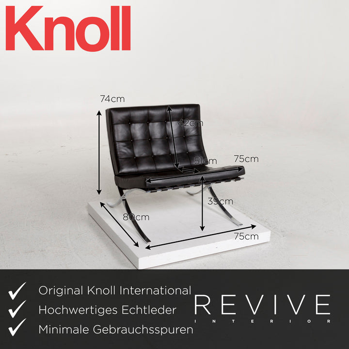 Knoll International Barcelona Chair Leather Armchair Black #12349