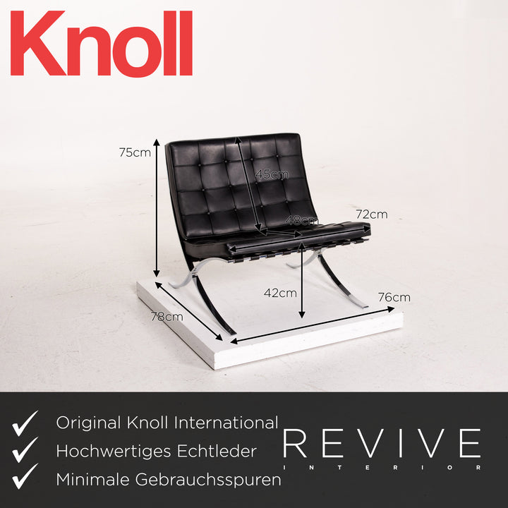 Knoll International Barcelona Chair Leather Armchair Black #15668