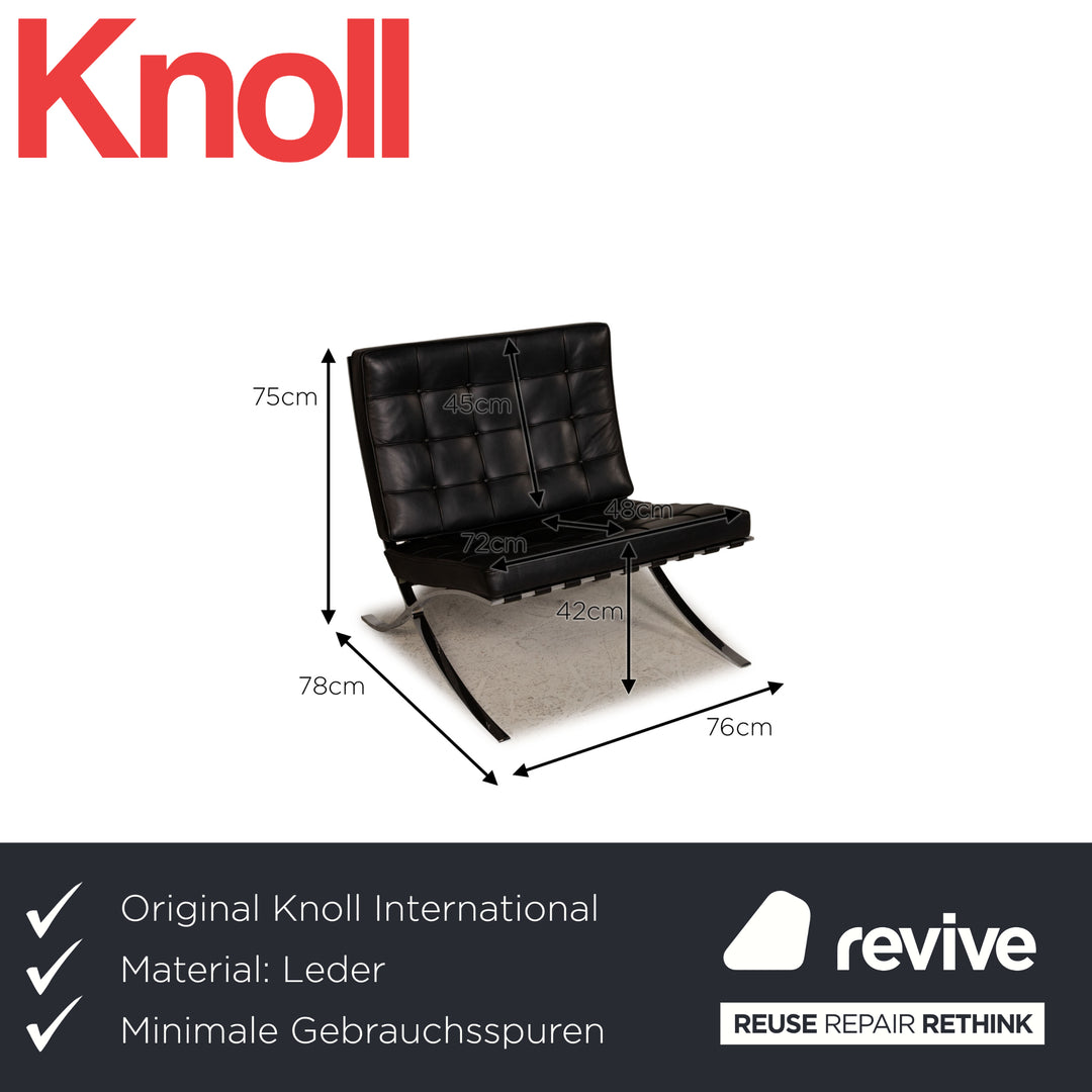 Knoll International Barcelona Chair Leather Armchair Black by Ludwig Mies van der Rohe