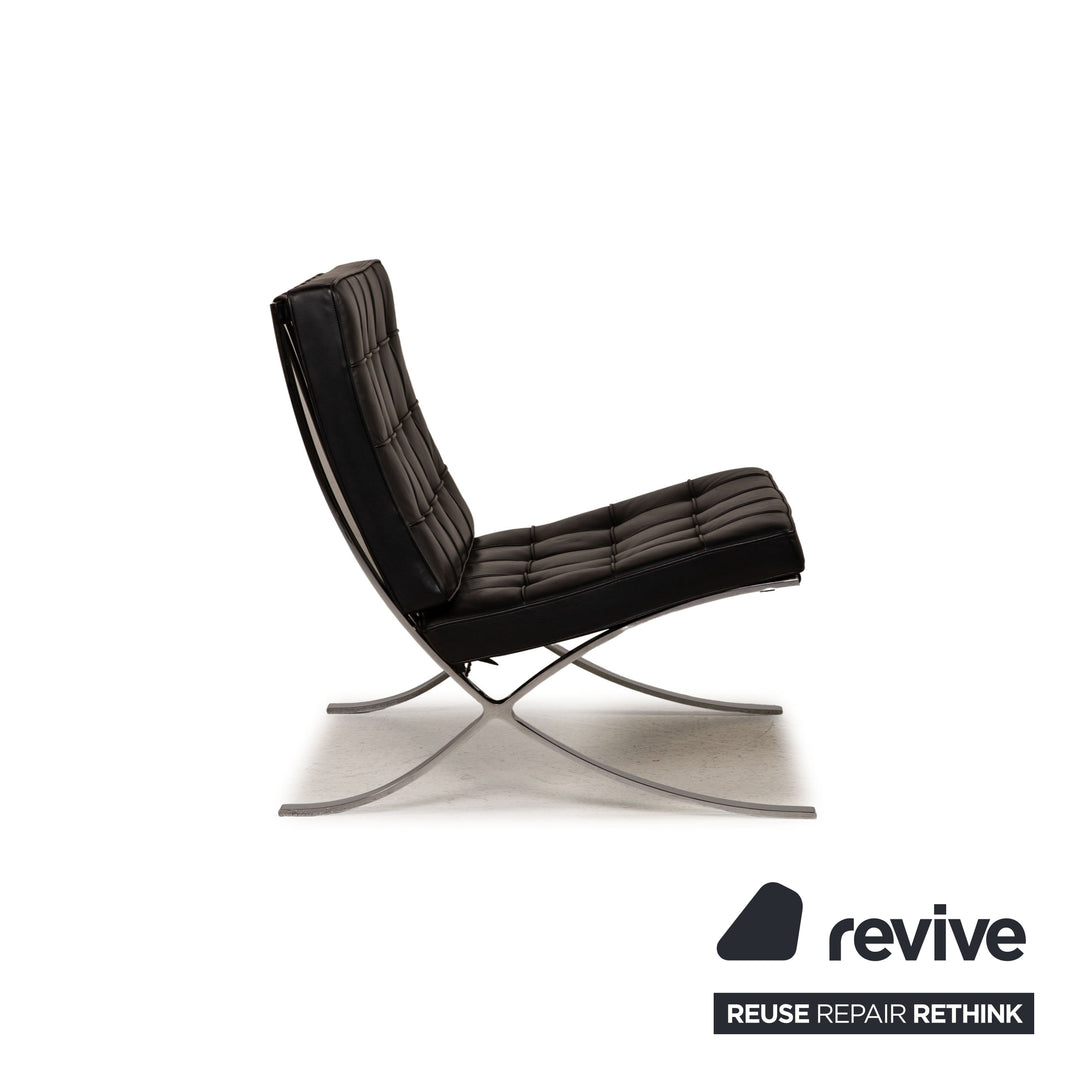 Knoll International Barcelona Chair Leather Armchair Black by Ludwig Mies van der Rohe