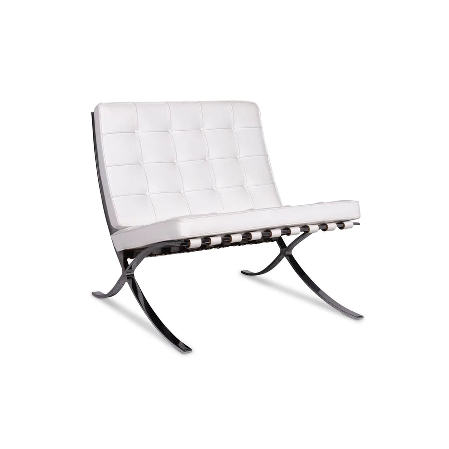 Knoll International Barcelona Chair Leather Armchair White #9739
