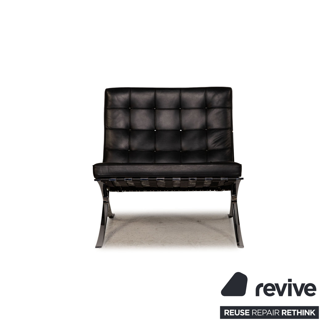 Knoll International Barcelona Leder Sessel Schwarz by Ludwig Mies van der Rohe