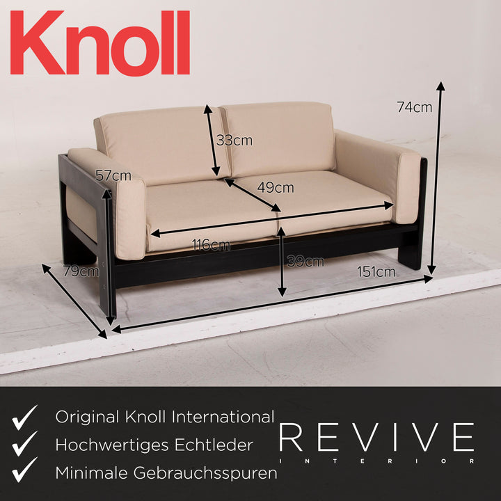 Knoll International Bastiano fabric sofa set cream 1x three-seater 1x two-seater new cover #15395