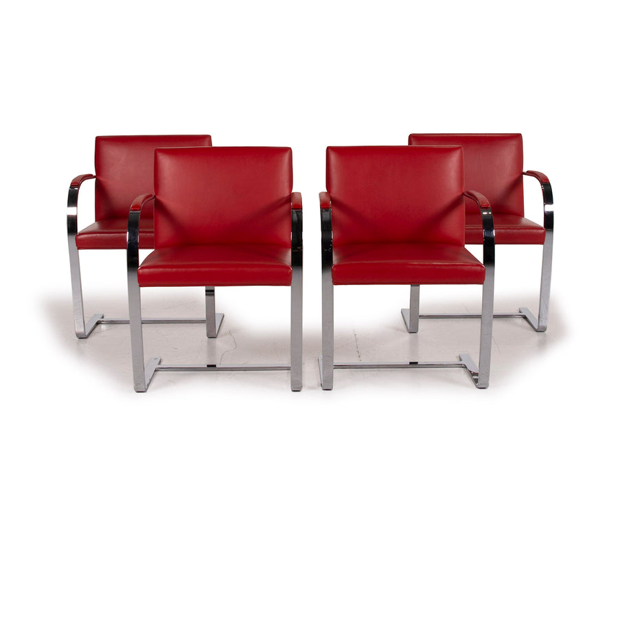 Knoll International Brno Leather Chair Set Red Set #15351
