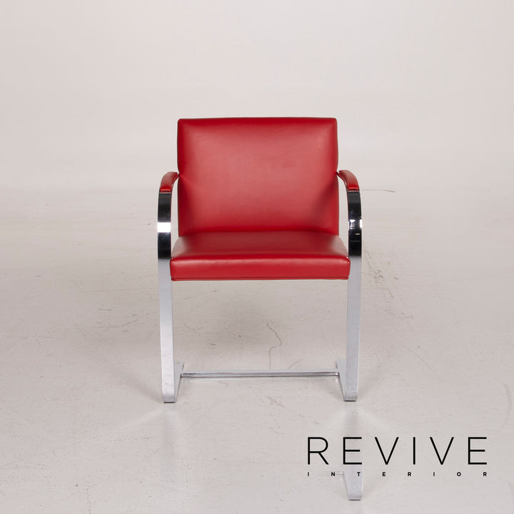 Knoll International Brno Leather Chair Set Red Set #15351