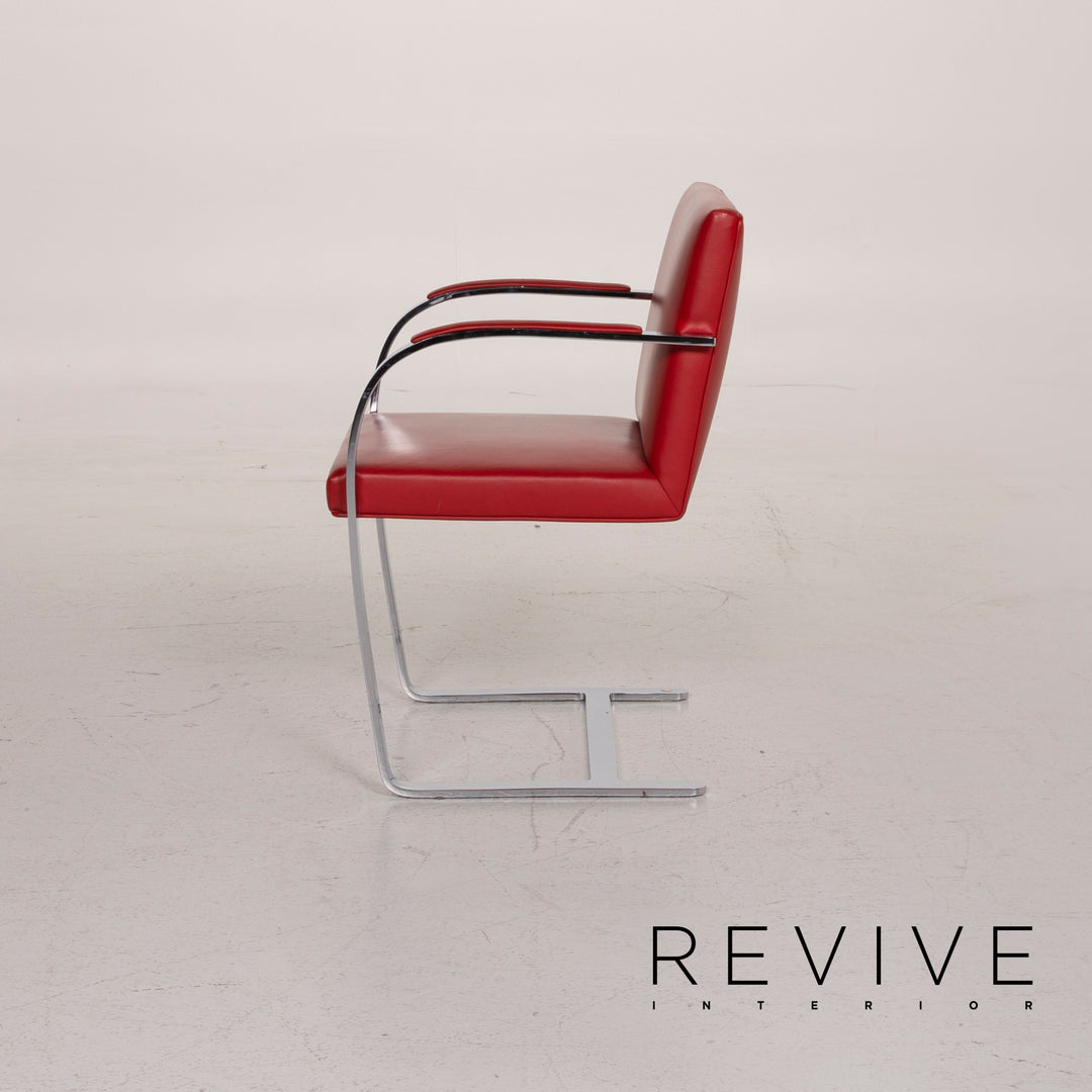 Knoll International Brno Leather Chair Set Red Set #15351