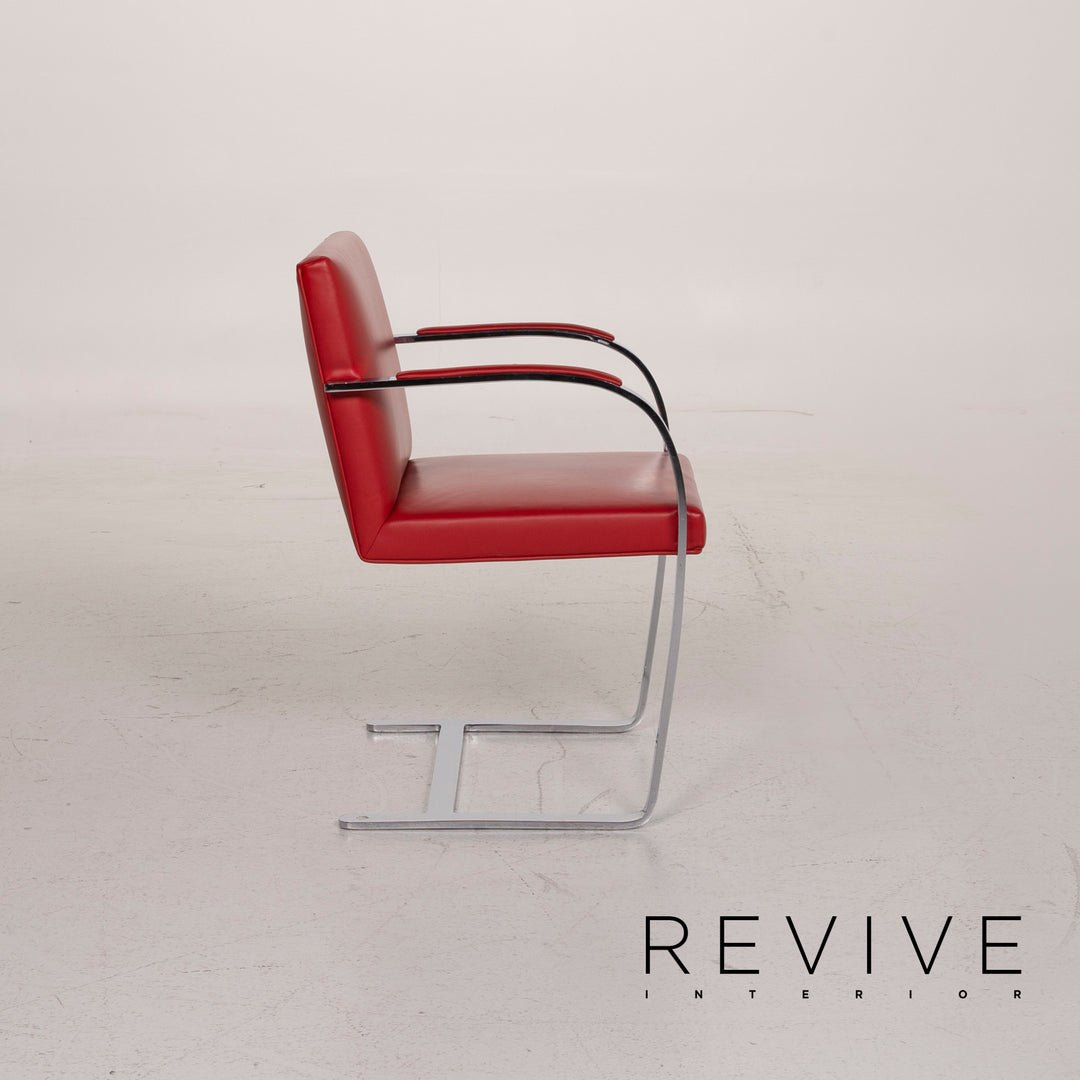 Knoll International Brno Leather Chair Set Red Set #15351