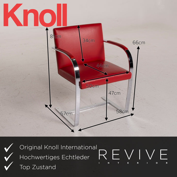 Knoll International Brno Leather Chair Set Red Set #15351
