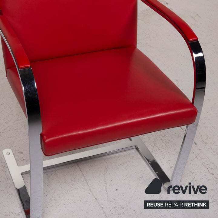 Knoll International Brno Leder Stuhl Rot #15350