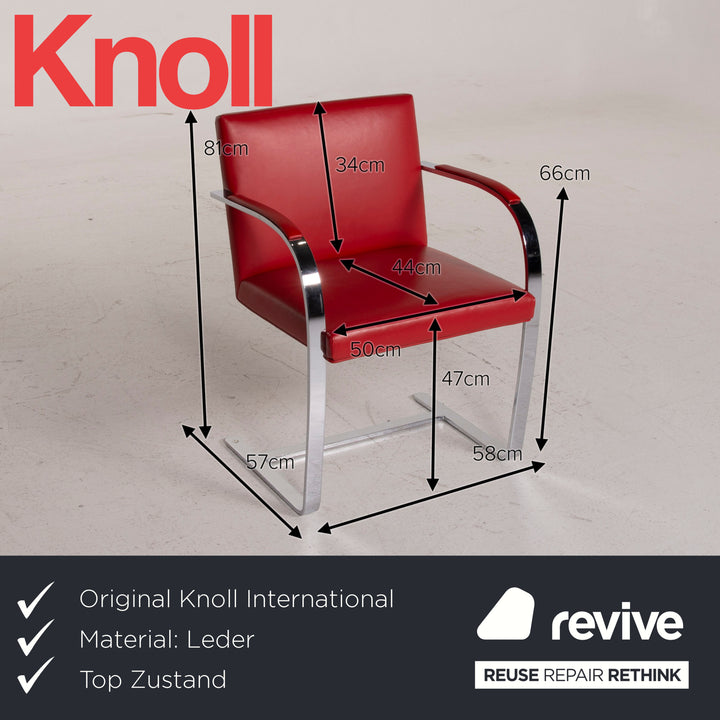 Knoll International Brno Leder Stuhl Rot #15350