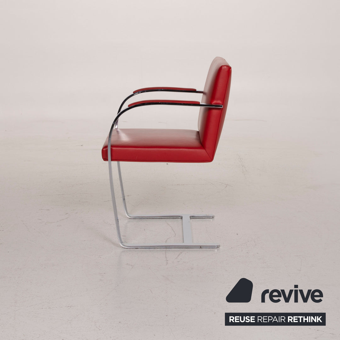 Knoll International Brno Leder Stuhl Rot #15350