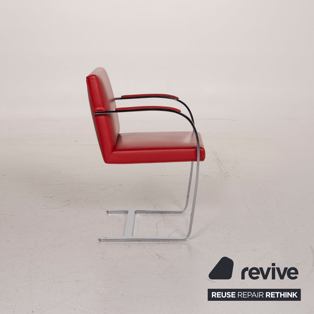 Knoll International Brno Leder Stuhl Rot #15350