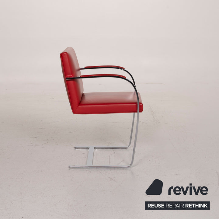 Knoll International Brno Leder Stuhl Rot #15350