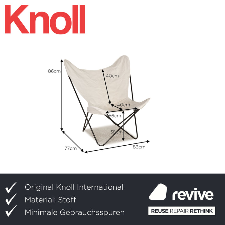 Knoll International Butterfly fabric armchair cream