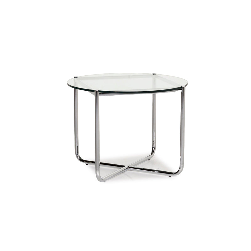 Knoll International Glas Couchtisch Silber Rund 