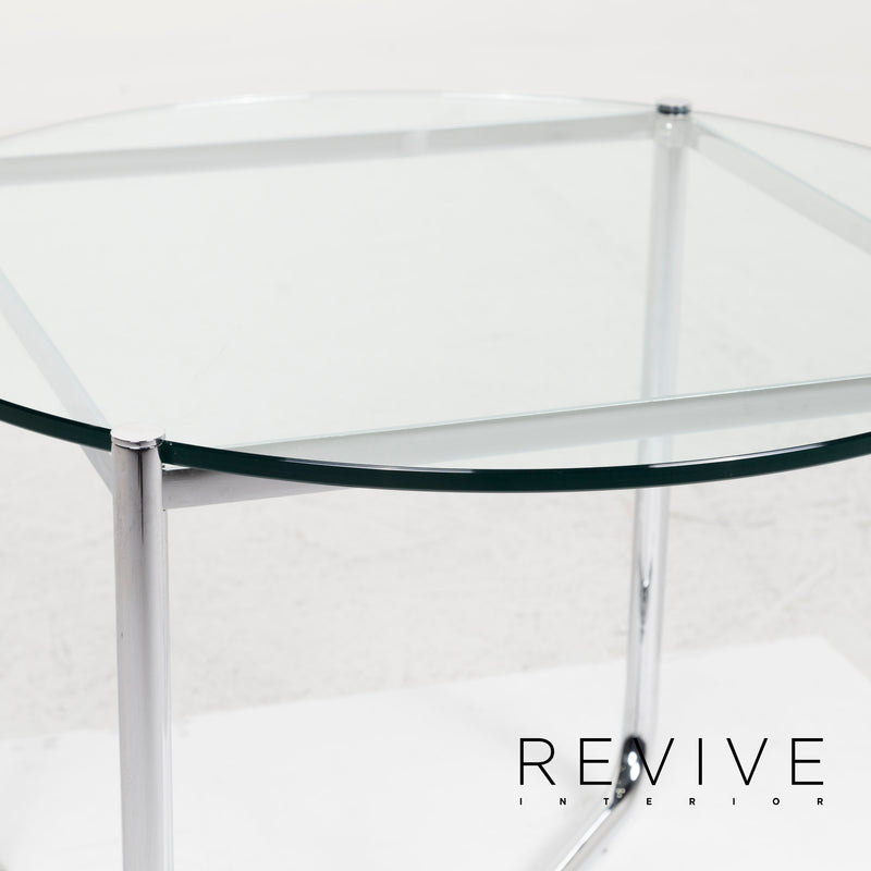 Knoll International Glas Couchtisch Silber Rund 