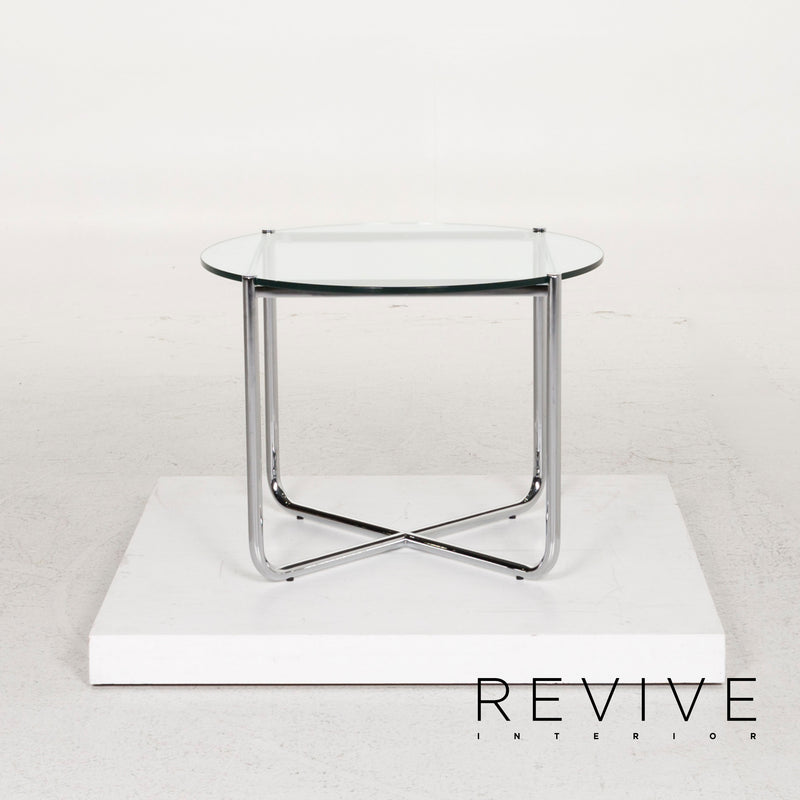 Knoll International Glas Couchtisch Silber Rund 