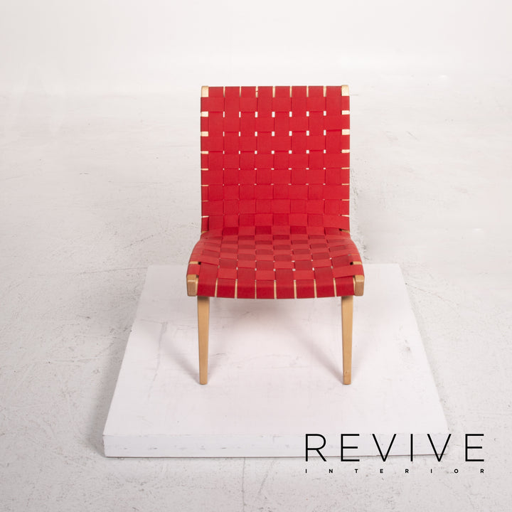 Knoll International Risom Lounge Chair Fabric Chair Red Armchair #14922