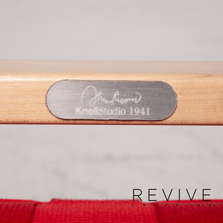 Knoll International Risom Lounge Chair Fabric Chair Red Armchair #14922