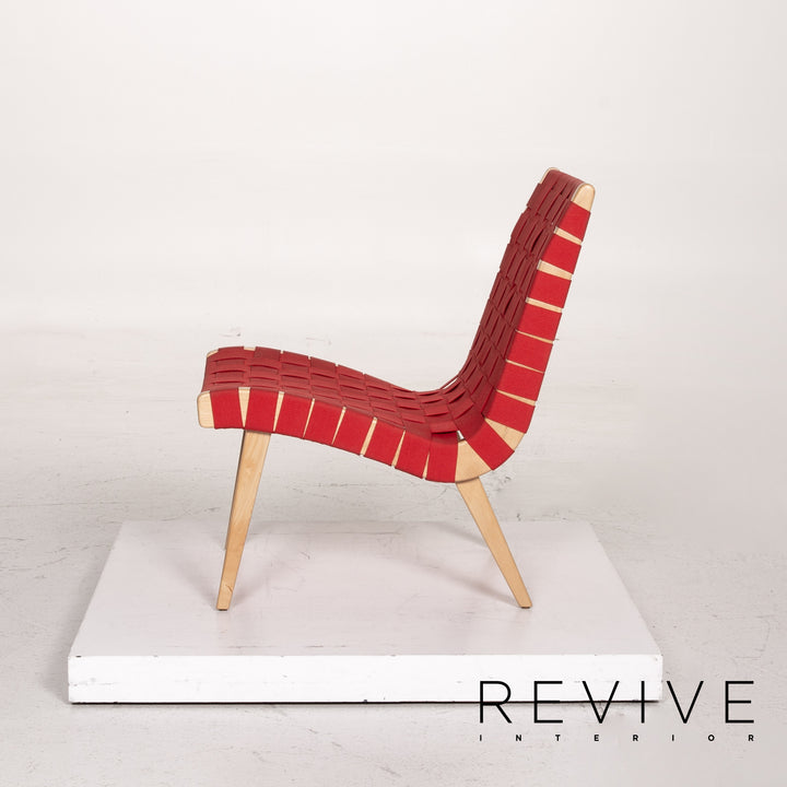 Knoll International Risom Lounge Chair Fabric Chair Red Armchair #14922