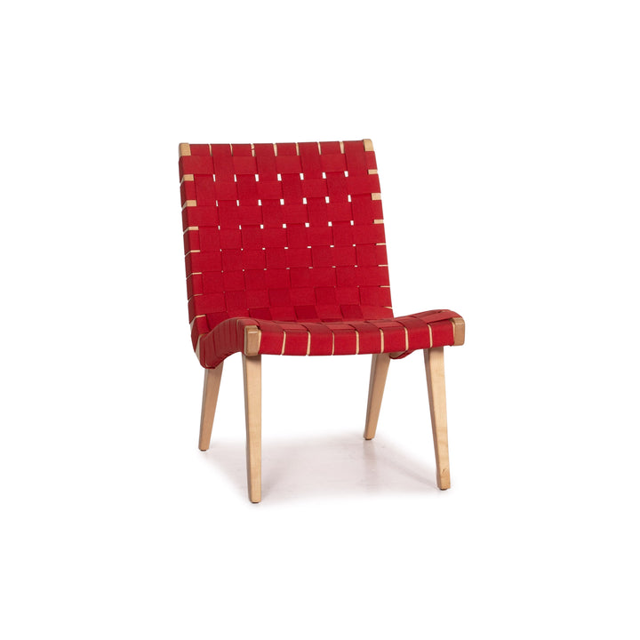 Knoll International Risom Lounge Chair Fabric Chair Red Armchair #14922