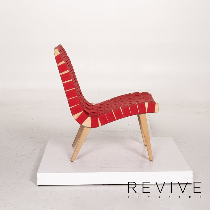 Knoll International Risom Lounge Chair Fabric Chair Red Armchair #14922