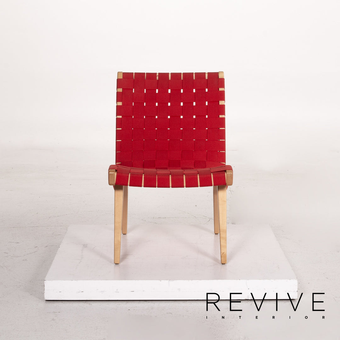 Knoll International Risom Lounge Chair Fabric Chair Red Armchair #14922