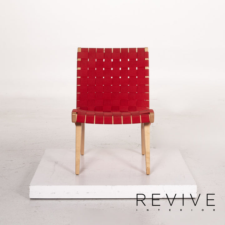 Knoll International Risom Lounge Chair Fabric Chair Red Armchair #14922