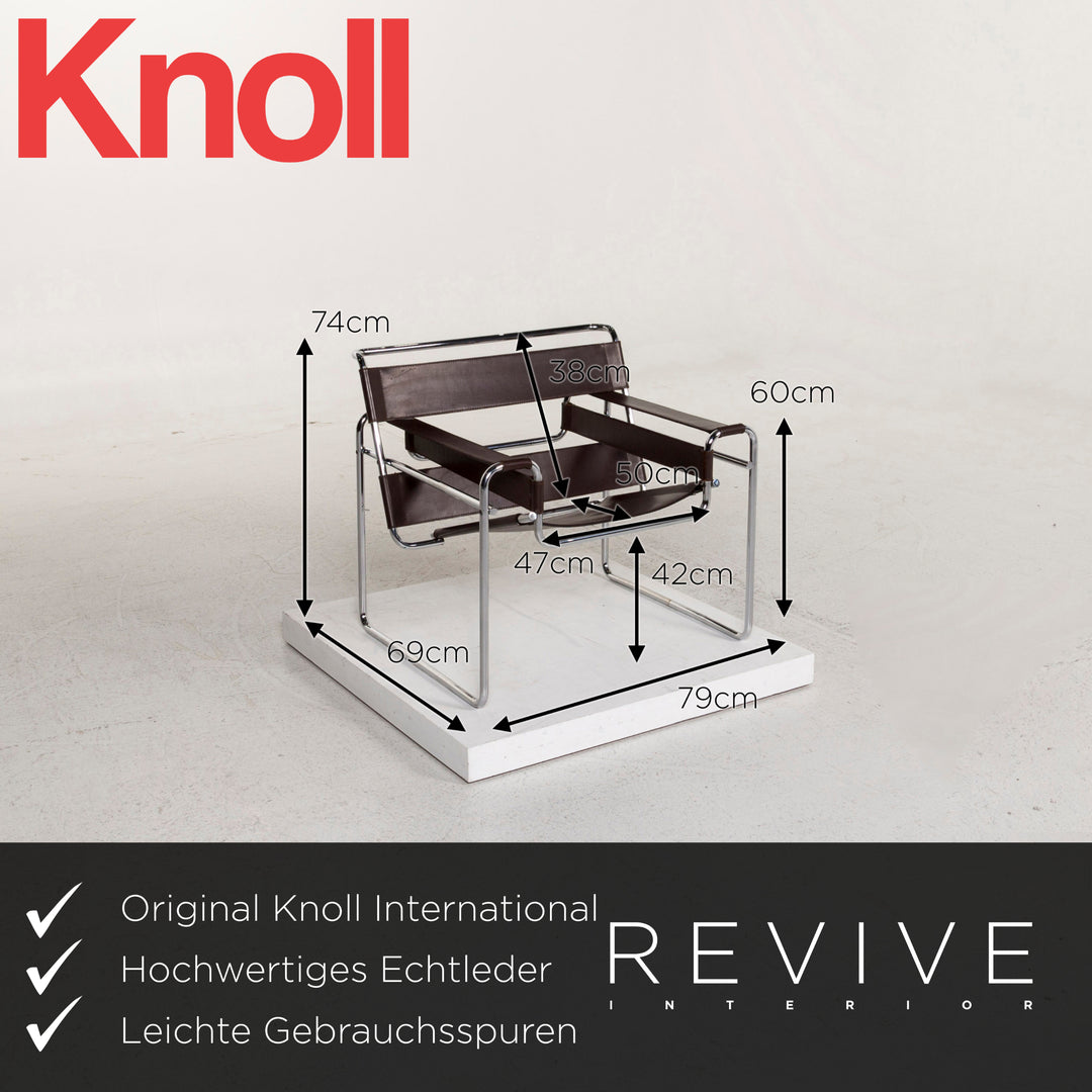 Knoll International Wassily Chair leather armchair set brown dark brown 2x chair Marcel Breuer #12715