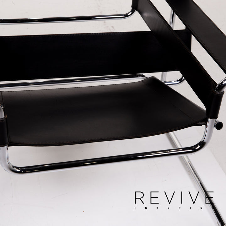 Knoll International Wassily Chair Leather Armchair Set Black Set #14270