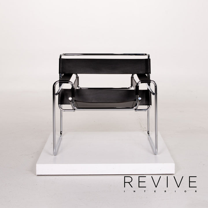 Knoll International Wassily Chair Leather Armchair Set Black Set #14270