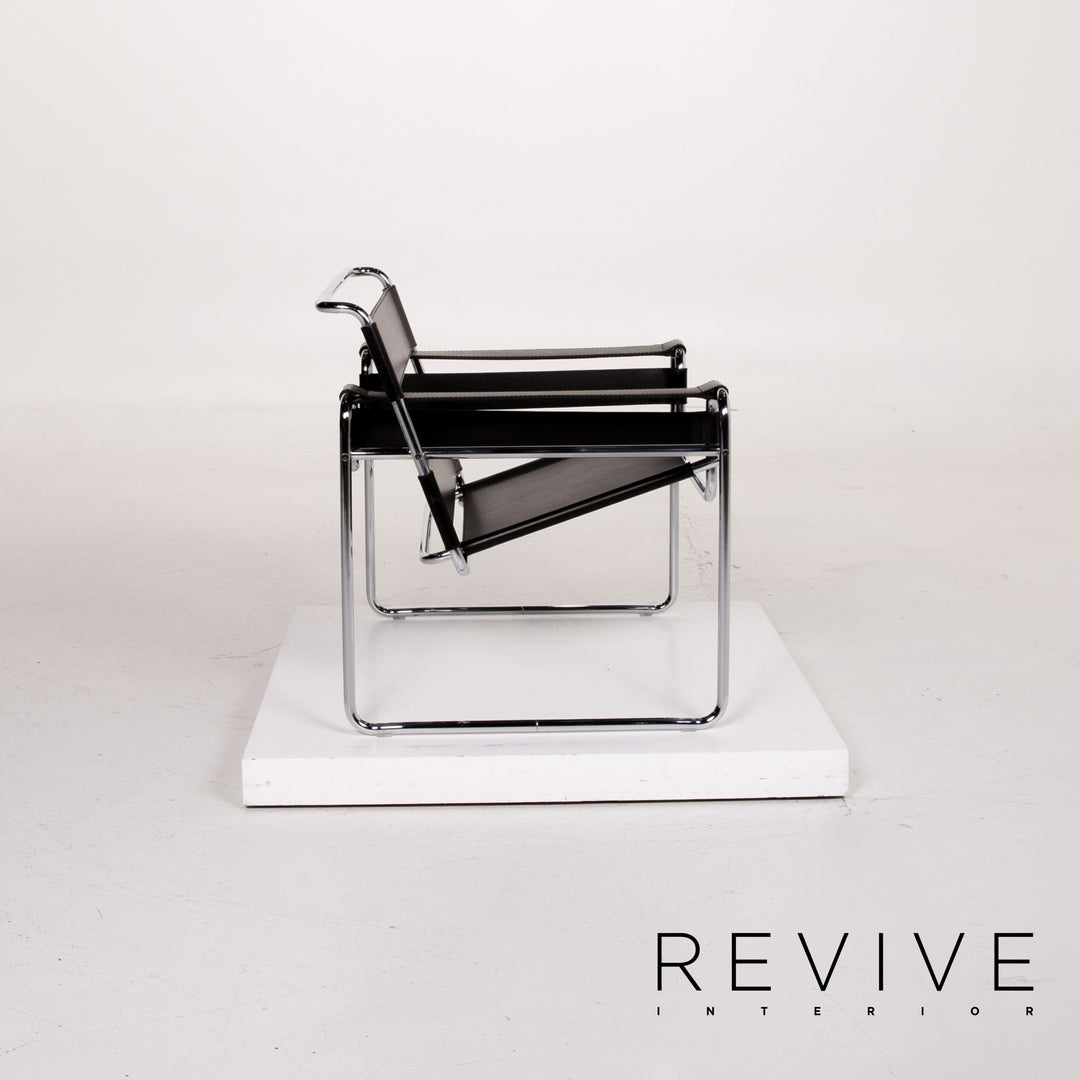 Knoll International Wassily Chair Leather Armchair Set Black Set #14270