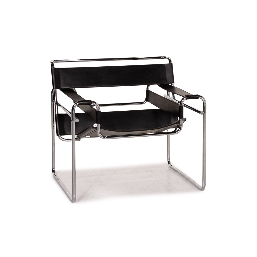 Knoll International Wassily Chair Leather Armchair Black #15353