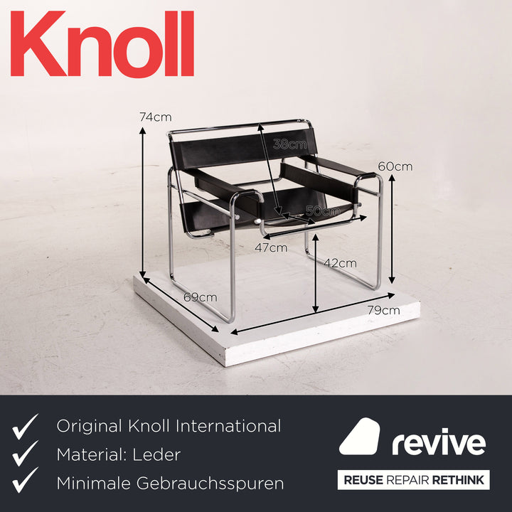 Knoll International Wassily Chair Leder Sessel Schwarz #15353