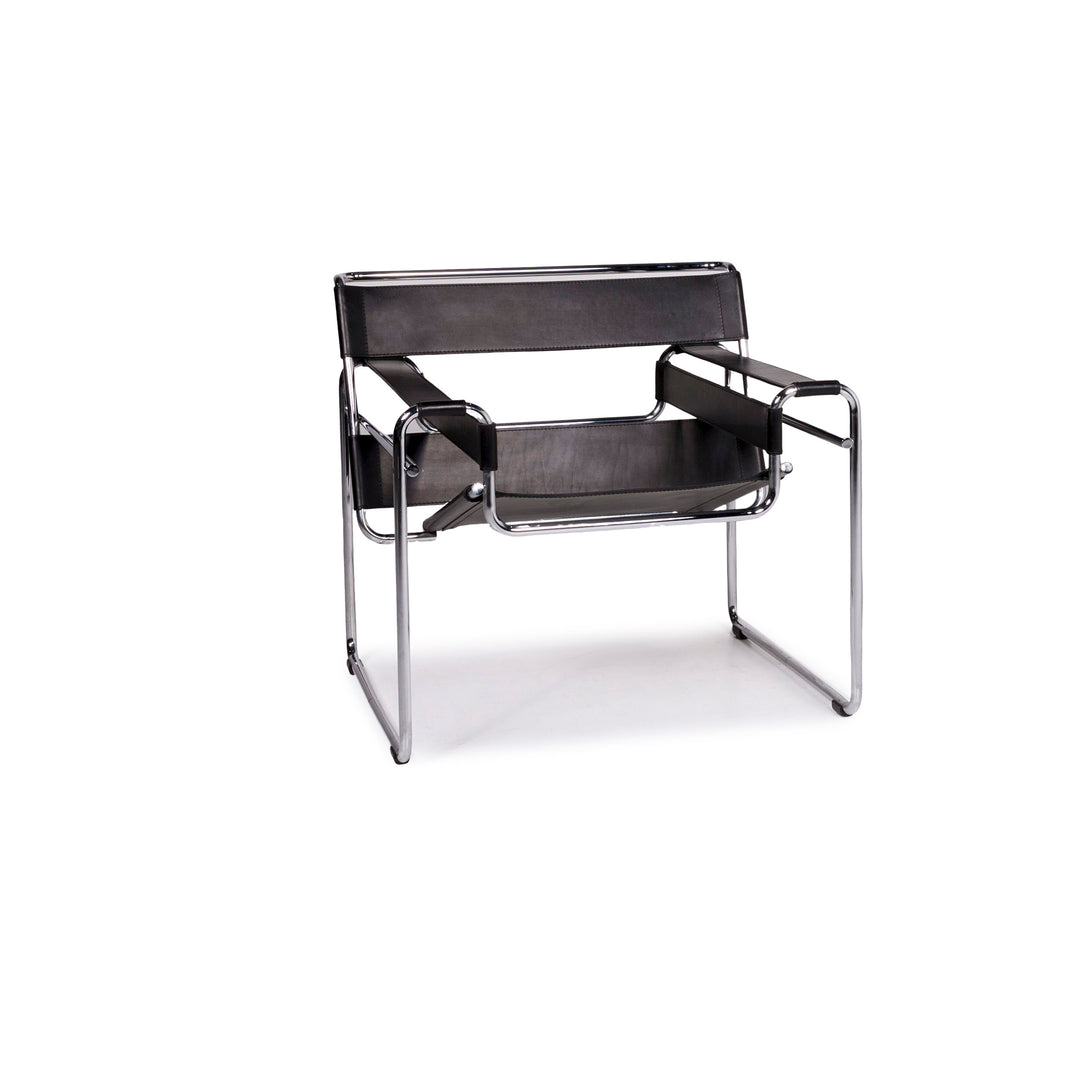 Knoll International Wassily Chair Leder Sessel Schwarz Stuhl Marcel Breuer #12137