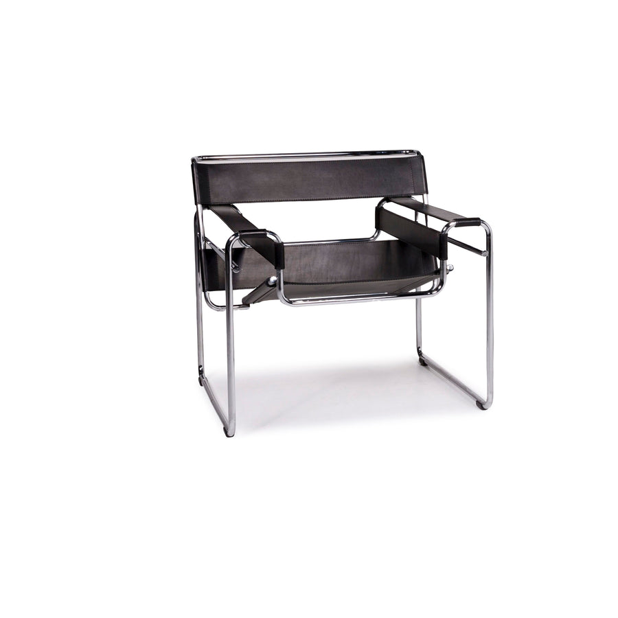 Knoll International Wassily Chair Leder Sessel Schwarz Stuhl Marcel Breuer #12137