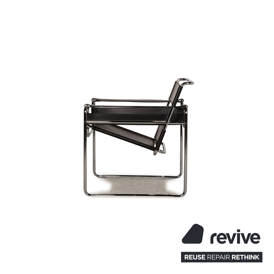 Knoll International Wassily Chair Leather Armchair Black Chair Marcel Breuer