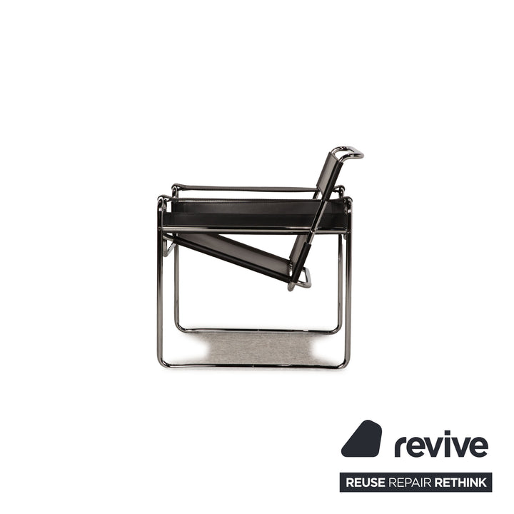 Knoll International Wassily Chair Leather Armchair Black Chair Marcel Breuer