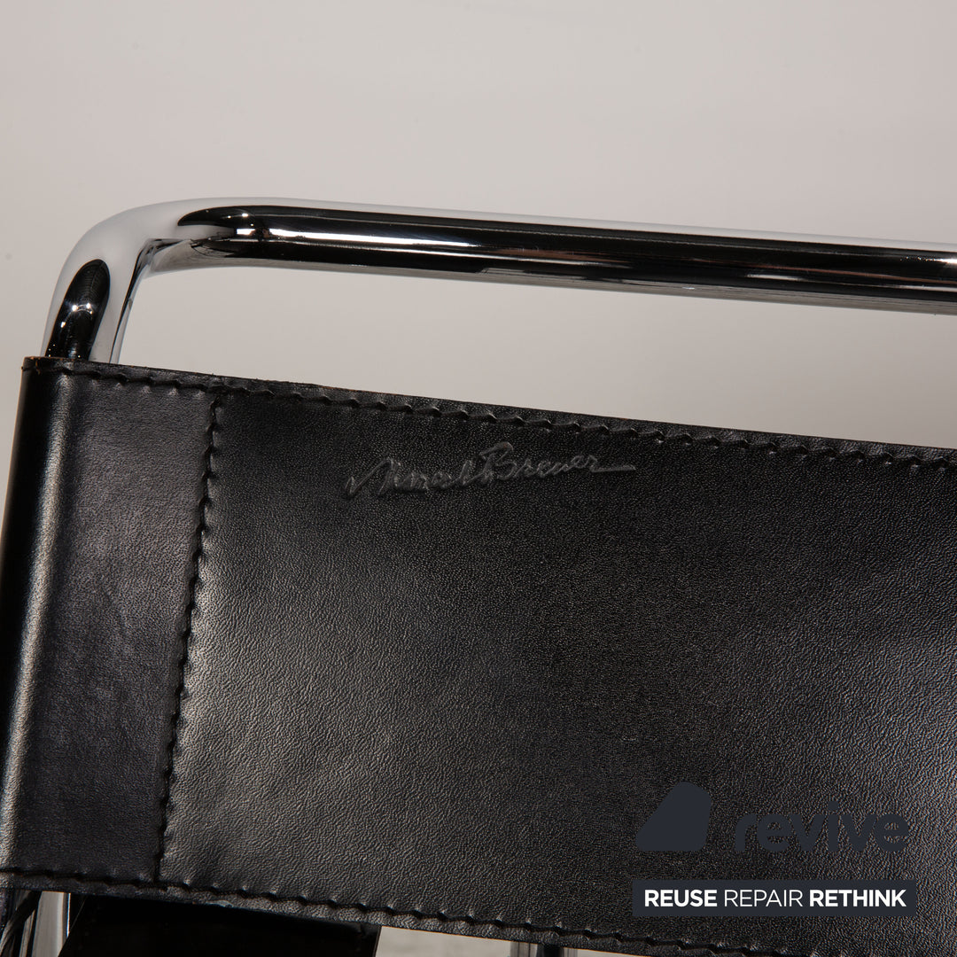 Knoll International Wassily Chair Leather Armchair Black Chair Marcel Breuer