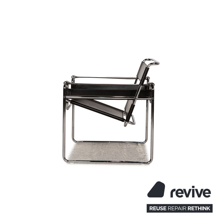Knoll International Wassily Chair Leather Armchair Black Chair Marcel Breuer